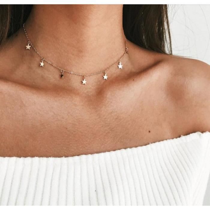 Collier Gothique Noir Étoile Multicouche - Collier Choker Femme Et Fille | Alliage Galvanisé | Style Bohème Et Mystique - 7