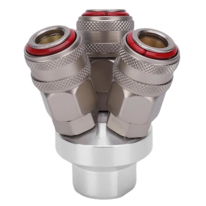 Connecteur 2 Voies G1/2 Filetage Coupleur Rapide En Acier Au Carbone Chromé Séparateur D'air Raccord Pneumatique Rotatif Accessoires Professionnels