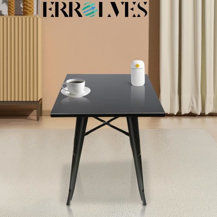 errolves®table de salle à manger/table carrée pour cuisine, salon, noir, style industriel