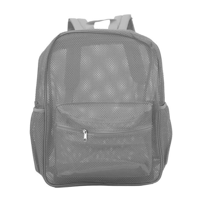 fdit sac à dos transparent sac à dos en maille robuste, léger, grande capacité, lavable, transparent, sac à sport randonnee gris
