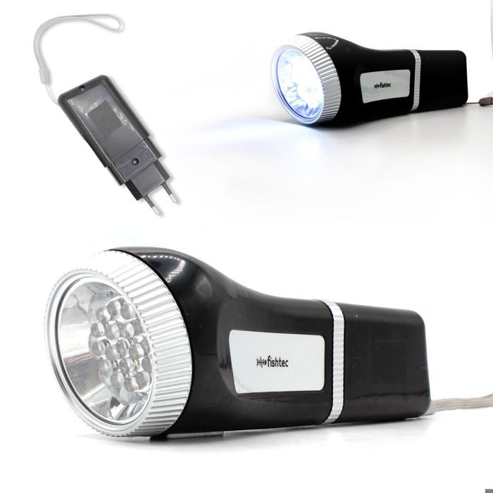 FISHTEC Torche 18 LEDs Autonome Sans Pile Charge Secteur 150 Lumens Aimant et Dragonne