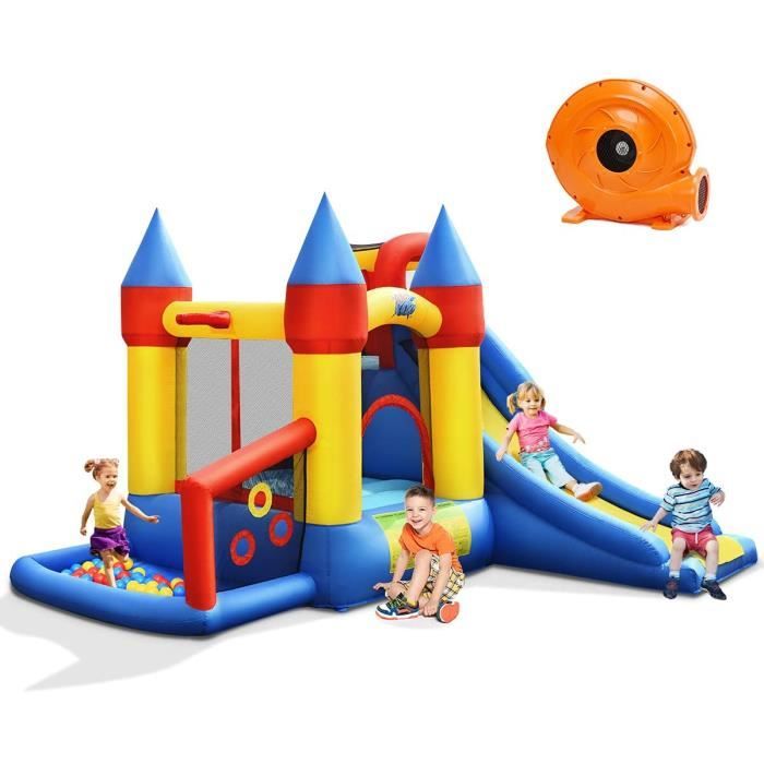 Château Gonflable Bûche De Noël GOPLUS - Toboggan, Zone De Saut - Pour Enfants (souffleur Non Inclus)