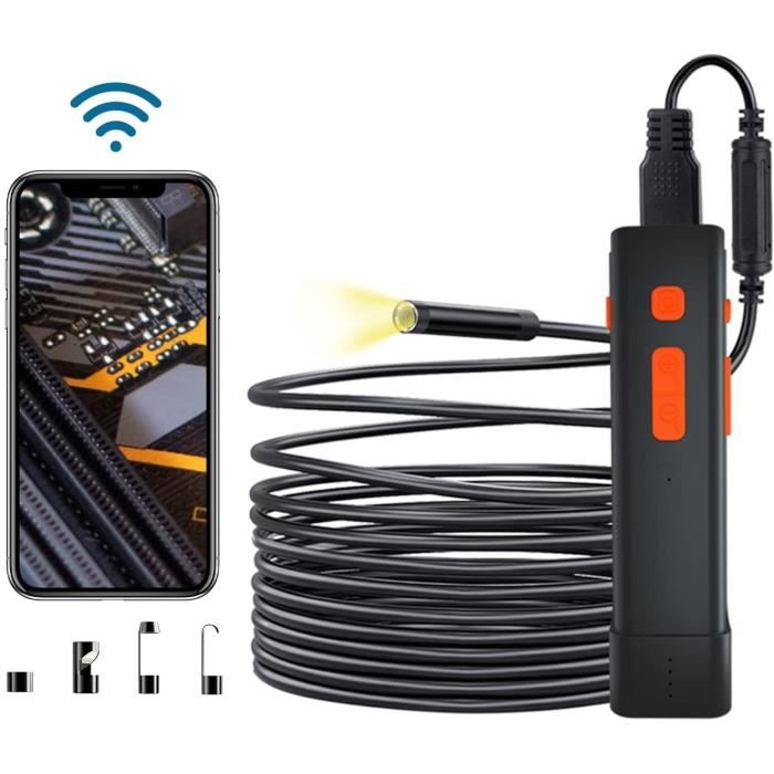ILIHOME Caméra d'inspection endoscope WiFi 10 m 1200p portable semi-rigide 8 LED HD IP68 étanche pour smartphones Android et iOS tablette Samsung Noir iPhone 