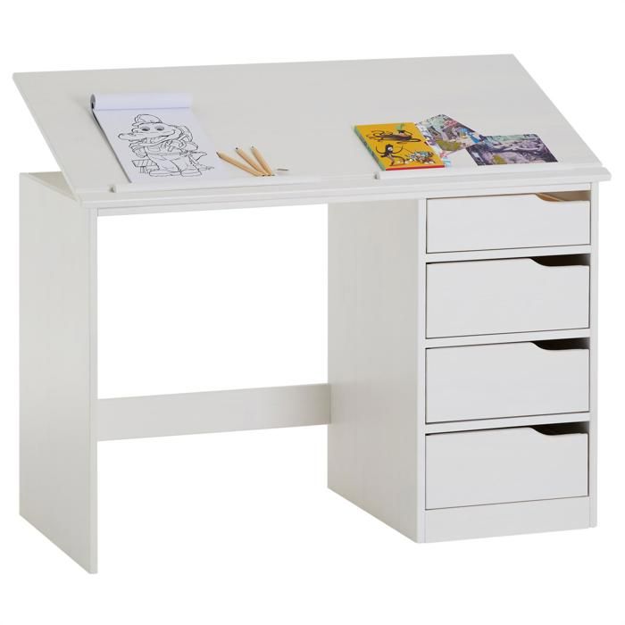 Bureau Enfant Ecolier Junior Emma Pupitre Inclinable Avec 4 Tiroirs En Pin Massif Lasure Blanc Achat Vente Bureau Bureau Enfant Ecolier Junio Soldes Sur Cdiscount Des Le 20 Janvier Cdiscount