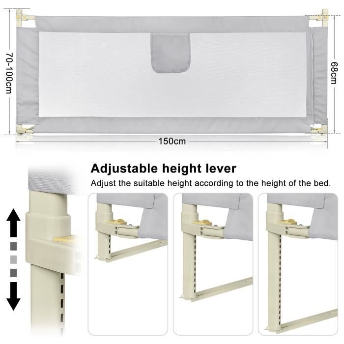 Barrière De Lit Bébé YIHATA – 2 Pièces, Housse Antidérapante Et Lavable, Protection Contre Les Chutes