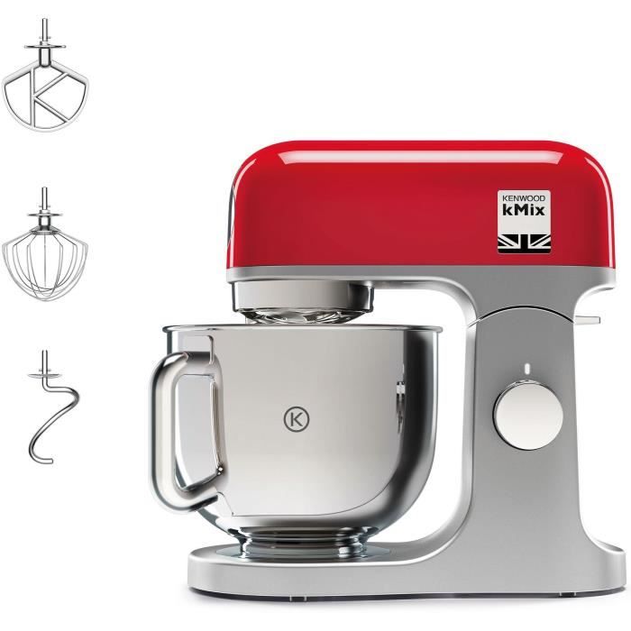 robot pâtissier kenwood kmix kmx750rd - corps métal - rouge - 1000 w - 5 l