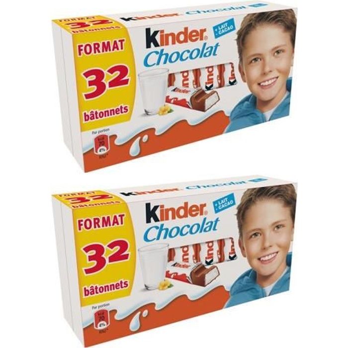 [ Lot de 2 ] Barre Kinder Chocolat au lait x16 400g Cdiscount Au