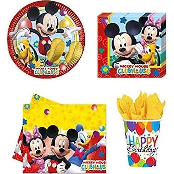 Mgs33 Mickey La Souris Anniversaire Party Set 8x Assiettes Carton 8x Gobelets Carton x Serviettes Papier 2 Versions Aleatoire Achat Vente Kit De Decoration Cdiscount