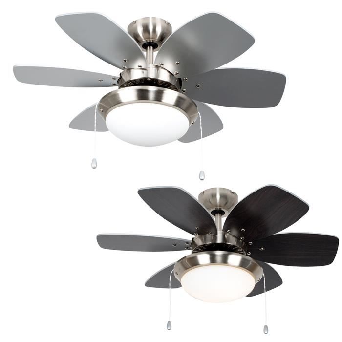 Ventilateur Plafonnier Minisun Acier En Nickel 76 Cm 6 Pales En Bois Ou Argente Et Verre Givre Led 4 Watt Blanc Chaud Inclus Achat Vente Ventilateur De Plafond Ventilateur Plafonnier Cdiscount