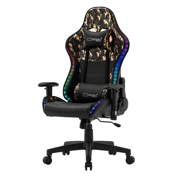 Chaise de Jeu ML Design Ultimate Gaming Chair LED RGB Haut Parleurs Bluetooth Similicuir Ergonomique