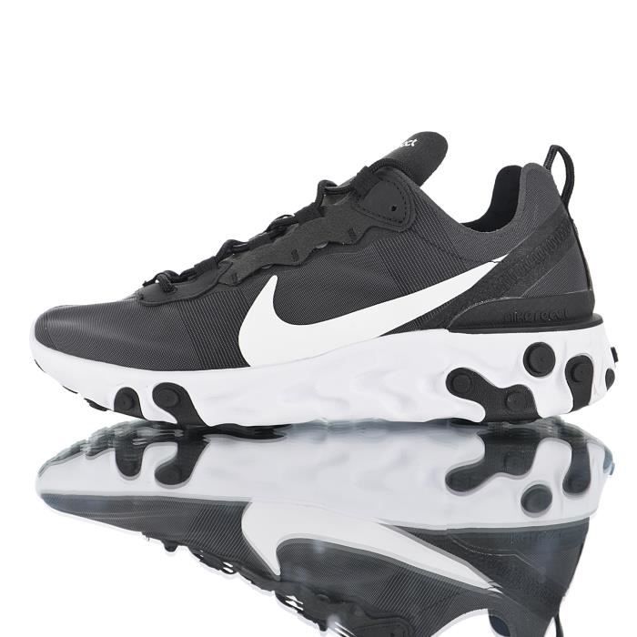Baskets Nike React Element 55 Femme Et Homme Noir Bq6166 003 Black Cdiscount Chaussures