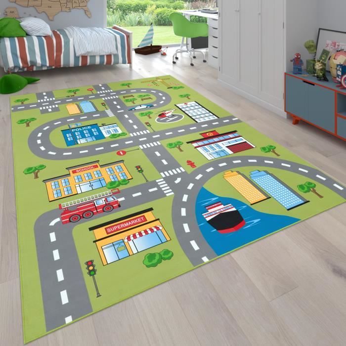 Tapis De Voiture Pour Enfants 150x200 Cm Antidérapant - Idéal Pour Chambre, Jeu Ou Protection De Sol