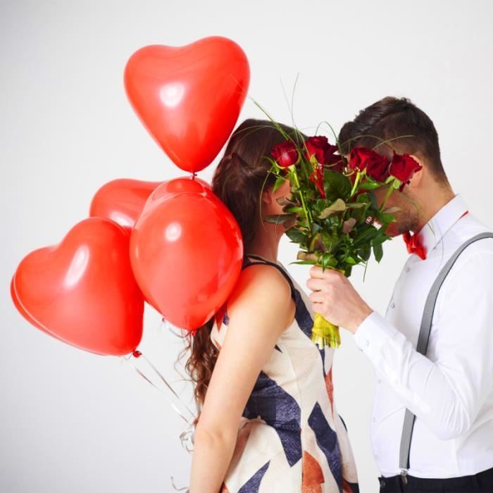 100 Rouge & Blanc Cœur Forme Amour Ballons Fête De Mariage St-Valentin Père Jour UK