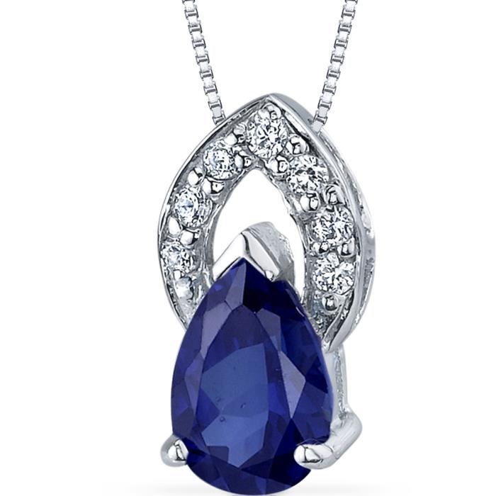 Collier Pendentif Saphir Blanc – Plaqué Or Argent, Style Art Déco, 46-50 Cm