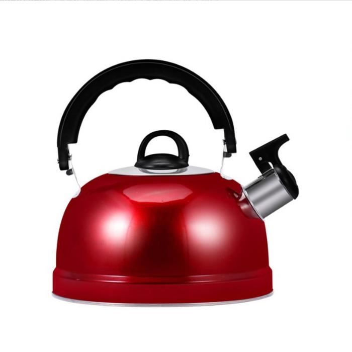 Bouilloire Sifflante En Acier Inoxydable Rouge - 1.5 Litre - Pour Toutes Plaques (induction, Gaz...)