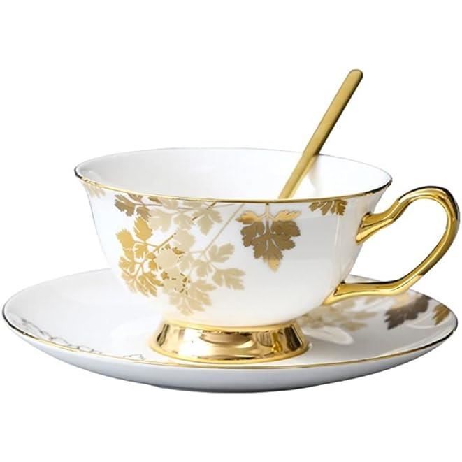 Café Tasse De Thé Et Soucoupe En Porcelaine Moderne Laiton Gobelets