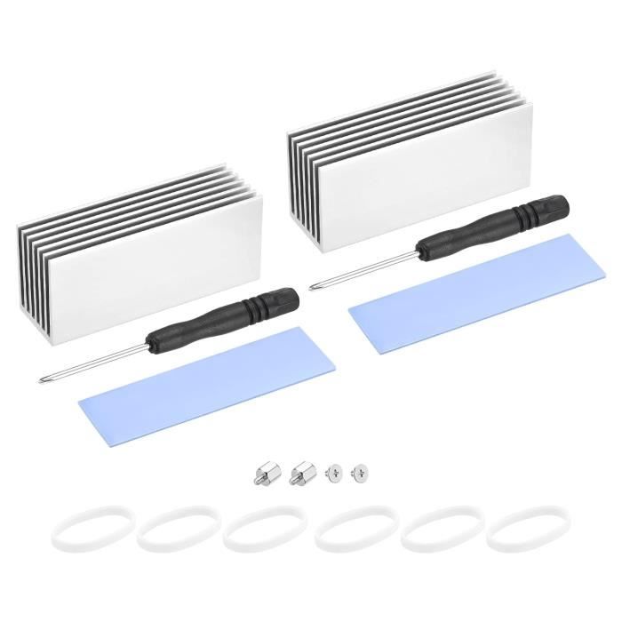 Dissipateur Thermique En Aluminium Pour SSD M.2 NVMe 2280 - Refroidisseur PC Gaming, Argent, 70x22x30 Mm - Par 2