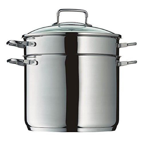 WMF Faitout Haut Brilliant 16 Cm – 2 L – Acier Inox 18/10 Cromargan – Couvercle Verre – Induction – Bord Verseur – Qualité Allemande