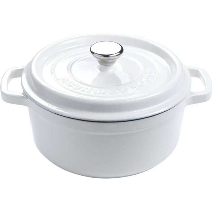 Cocotte pot en fonte rond 24cm Gourmet Tools blanc Cdiscount Maison