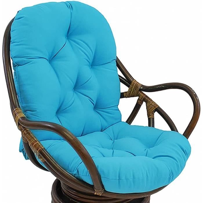 Coussin de rechange fauteuil à bascule pivotant - YSTP - 120x60cm - Bleu - Imperméable - Pour fauteuil rotin