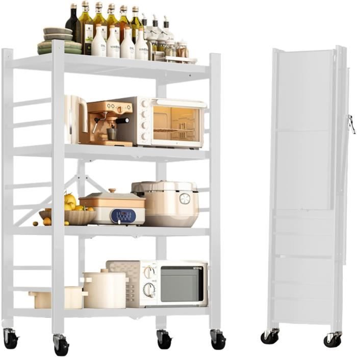 Étagère Pliante Mobile 5 Niveaux VEVOR - Rangement Garage/cuisine - Roulettes - Charge 340 Kg - Blanc - 81x36x183 Cm - 7
