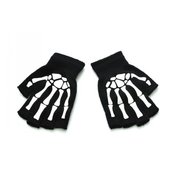 Jinlaili Gants Sans Doigt Femme et Homme, Noir, Tricotés, Chauds d