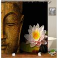 Accessoires salle de bain,Zen rideau de bain 3D imperméable Polyester rideaux de douche bouddha Statue - Type tp296 - 165cmx180cm-1