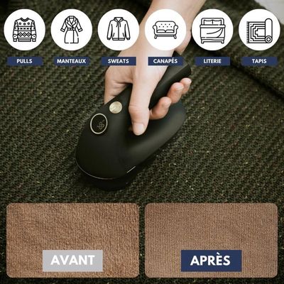 Rasoir Anti-bouloche électrique Rechargeable - 3 Lames Remplaçables, Grande Capacité, Sécurité Automatique