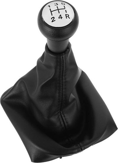 Soufflet Levier De Vitesse Cuir Véritable Noir Surpiqûres Rouges - AERZETIX C62978 Compatible Citroën C4 I 2004-2009 Boîte Manuelle