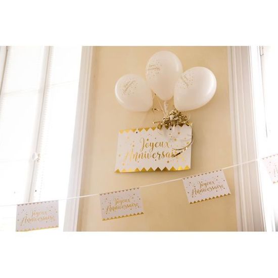 Banderole Joyeux Anniversaire Blanc Et Or Cdiscount Maison