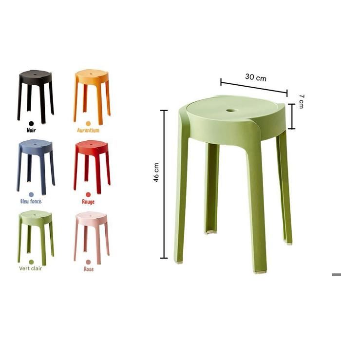 Lot De 6 Tabourets Ronds Empilables En Plastique – Capacité 363 Kg, Hauteur 46 Cm – Idéal Intérieur/Extérieur, Maison, Jardin, Salle De Classe - 9