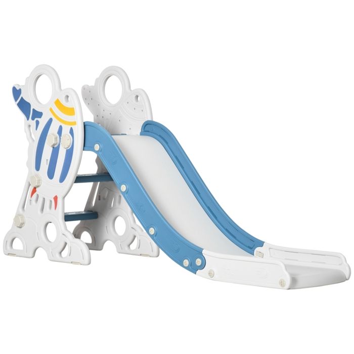 Toboggan 3 En 1 Pour Enfants Avec Panier De Basket, Structure D Et Marches Antiderapantes Pour Les Tout Petits De 2 A 5 Ans Blanc Creme 94256137