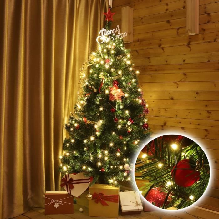 Guirlande Lumineuse Sapin de Noël Avec Etoile, 2M*9 Branche 198 LEDs Guirlande  Lumineuse Arbre Noël avec 8 Modes d'Eclairage, Télécommande, Etanche USB Guirlande  Lumineuse de Noël : : Luminaires et Éclairage