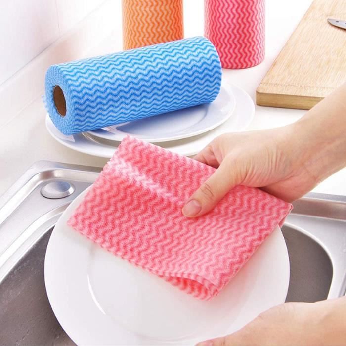 Chiffon de nettoyage réutilisable non tissé pour cuisine et ménage - Non  pelucheux - Jetable - Rouge