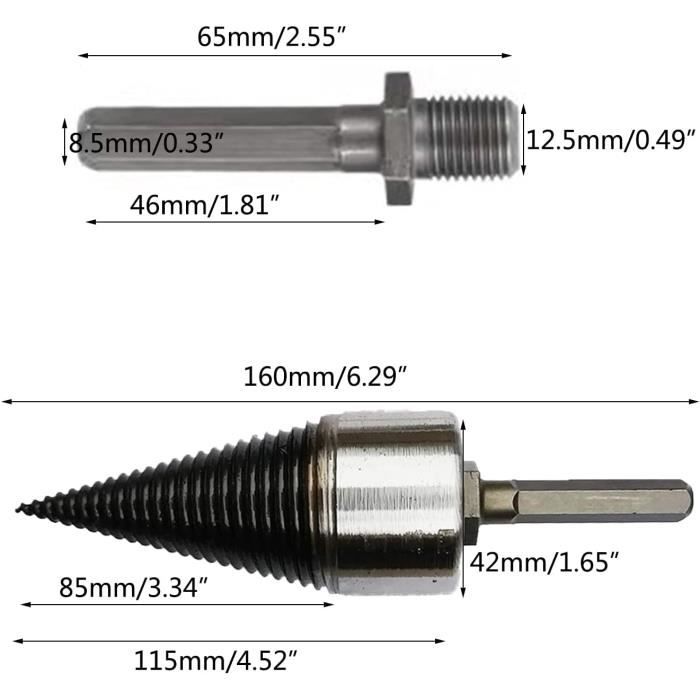 Kit Fendeur De Bûches Pour Perceuse – 42 Mm + 32 Mm + 4 Poignées – Vis Coniques Performantes & Rapides