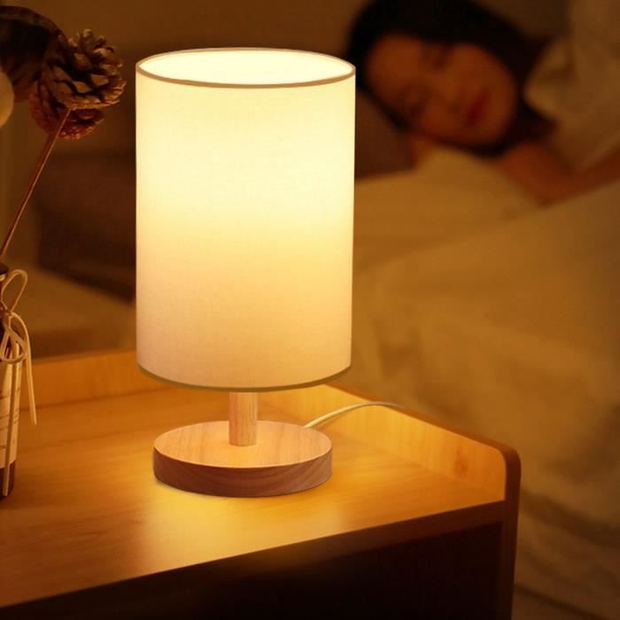 Lampe de nuit LED créative avec cadeau de lampe de chevet en bois  décoration abat-jour tissé à la main - Cdiscount Maison