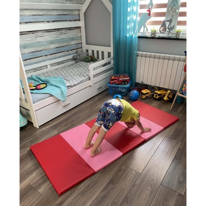 PLUFSIG Tapis d'exercice/gymnastique pliable, rose-rouge 78x185 cm