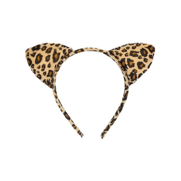 GWAWG Costume Léopard – 4 Pièces : Bandeau, Queue, Nœud Papillon, Cravate, Tatouage – Carnaval, Halloween