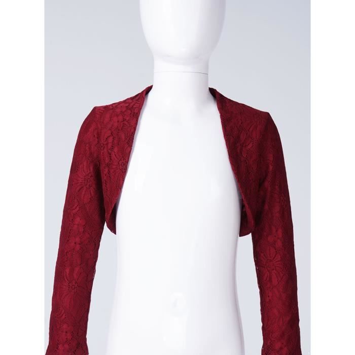 Inlzdz Enfant Fille Bolero Mariage Manches Longues Broderie Dentelle Cardigan Veste Soiree 4 14 Ans Bordeaux Bordeaux Cdiscount Pret a Porter