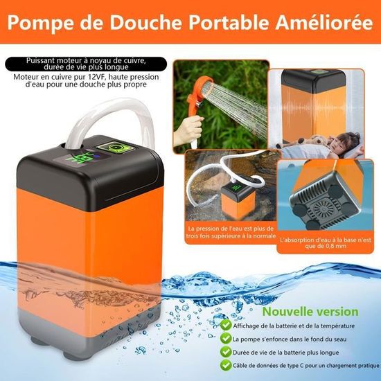Douche De Camping - Tête De Chien Rechargeable - Pompe De Bain Pour La Plage, La Natation, La