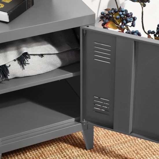 MEUBLES COSY Armoire/Casier vestiaire métallique gris de bureau avec  étagères et fermeture à clé - Gris foncé - Cdiscount Maison
