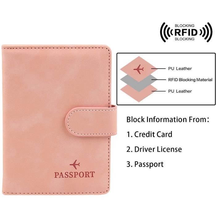 Porte-Cartes avec Blocage RFID Protege Passeport, Pochette Passeport Cuir  Artificiel Passeport éTui, Pochette Document Voyage [154]