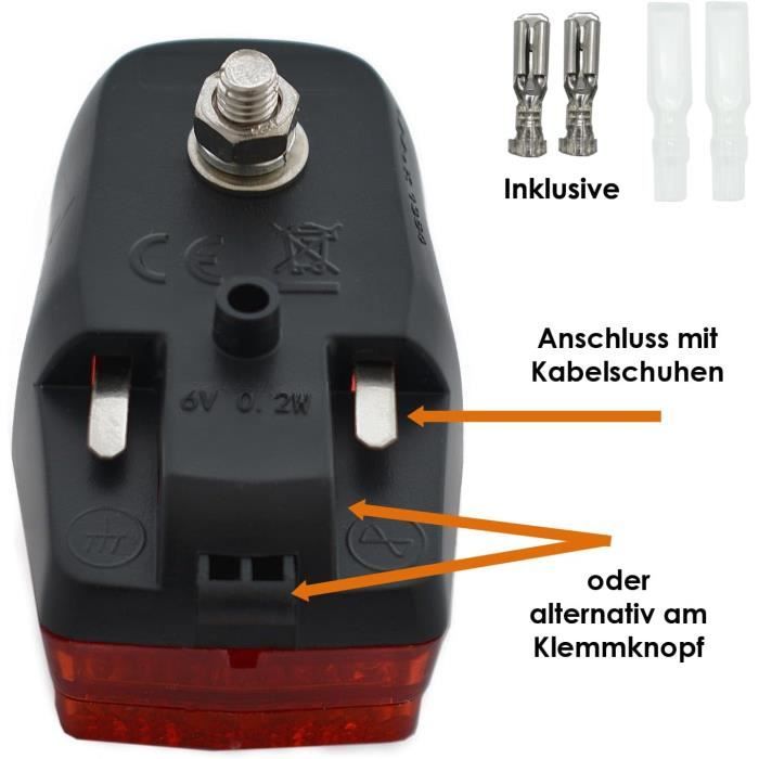 Feu Arrière LED Pour Vélo Avec Réflecteur - Kit De Sécurité Rouge - Neuf