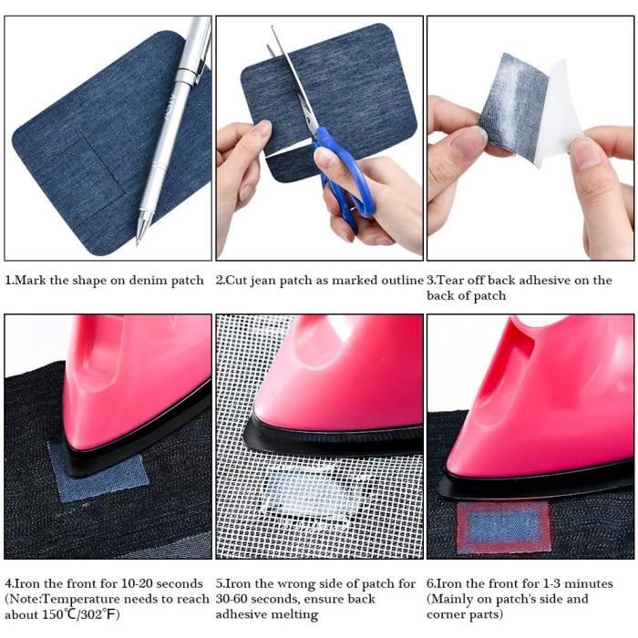 Lot De 8 Patchs Thermocollants étoiles Bleu Denim - Pour Réparer Et Décorer Jeans, Vestes, T-shirts - Application Fer à Repasser - 5