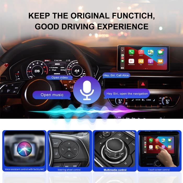 TOGUARD 9 Autoradio Carplay Dashcam 2.5K DVR avec iOS Carplay/Android Auto  sans Fil/WIFI/GPS /Commande Vocale/Bluetooth/FM/AUX - Cdiscount Auto