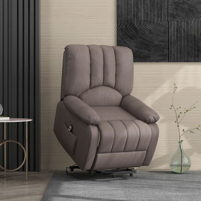 Fauteuil Relax Avec Pouf HOMCOM - Dossier Inclinable 135°, Pivotant 360°, Rembourré Gris | Charge 130kg - Salon