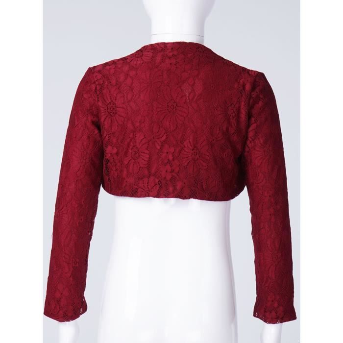 Inlzdz Enfant Fille Bolero Mariage Manches Longues Broderie Dentelle Cardigan Veste Soiree 4 14 Ans Bordeaux Bordeaux Cdiscount Pret a Porter