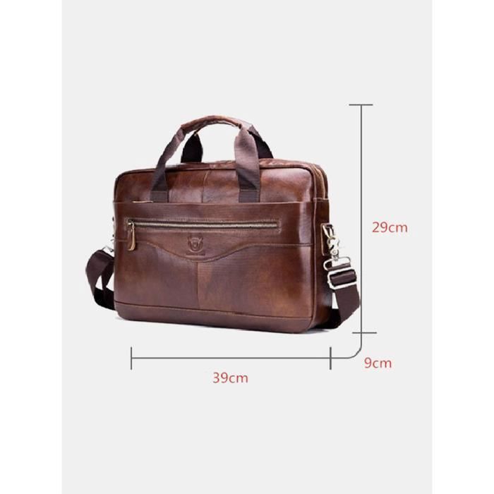 Sac Bandoulière En Cuir Pleine Fleur Pour Homme/femme - Pour Ordinateur Portable Jusqu'à 43,2 Cm - Bureau, Université, Voyage - 11