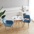 AKALNNY Lot de 2 Fauteuils - Velours bleu clair – Chaise scandinave – Pieds métal effet bois – Salle à manger, bureau, salon-3