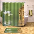Accessoires salle de bain,Zen rideau de bain 3D imperméable Polyester rideaux de douche bouddha Statue - Type tp296 - 165cmx180cm-3